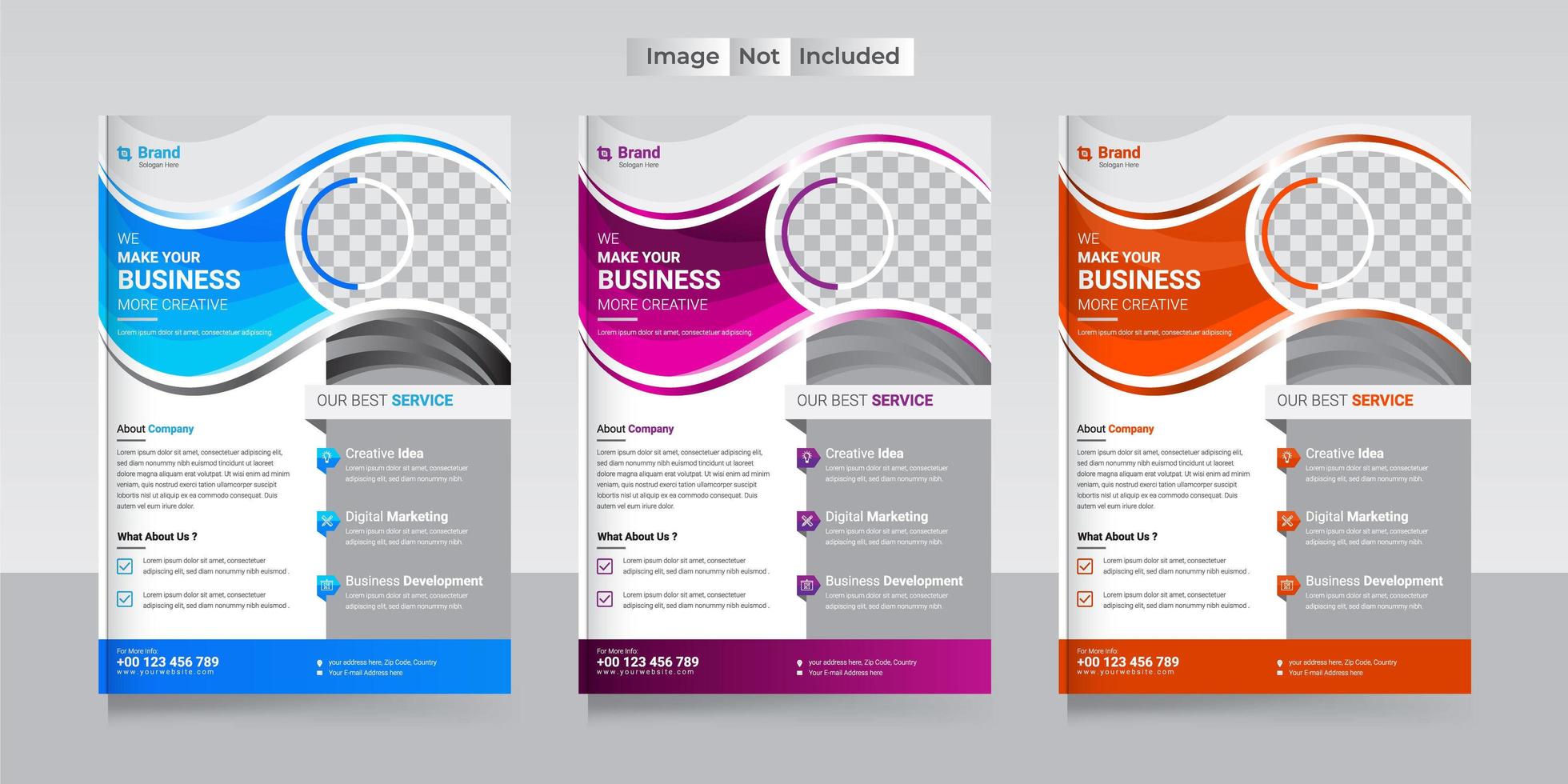 Flyer business template with 3 Various color vector