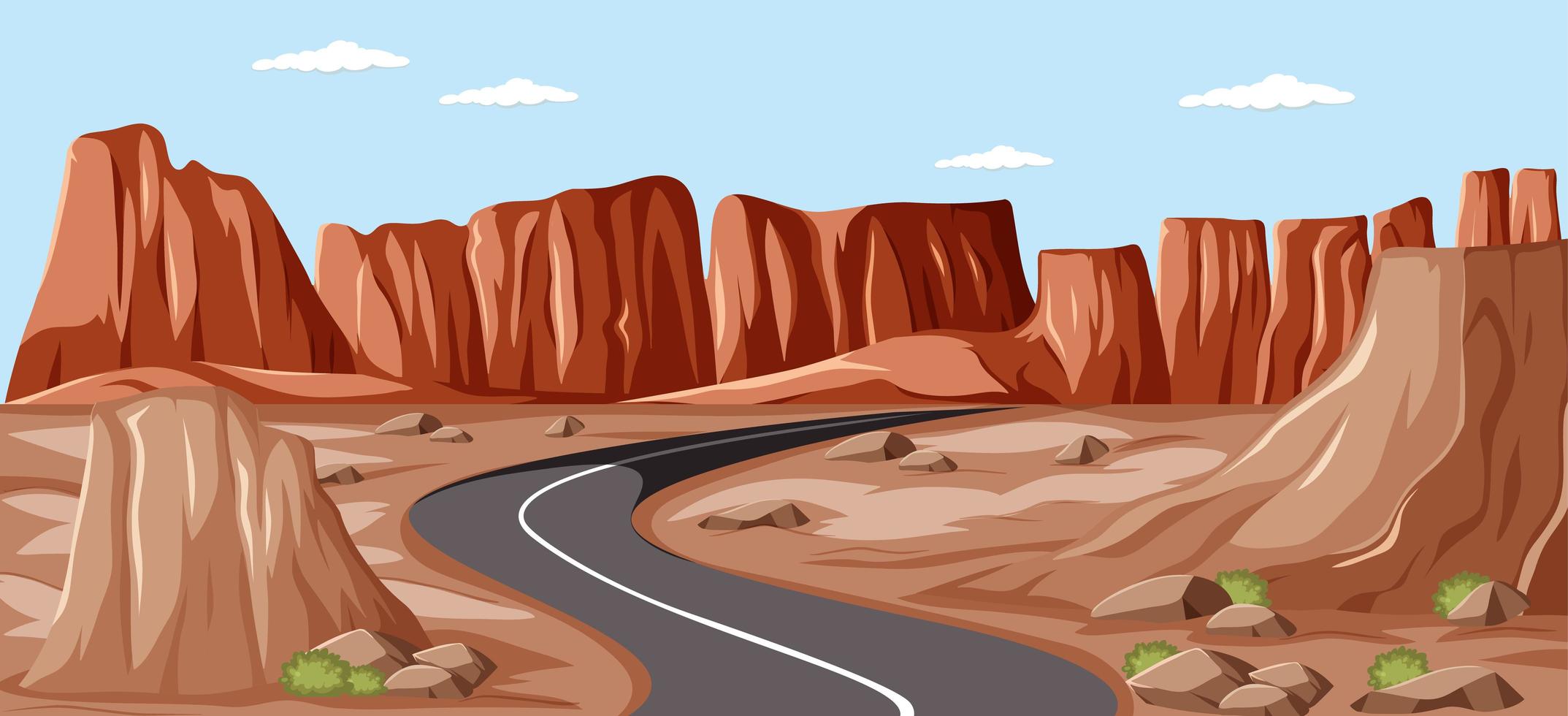 Road in the middle of the desert background vector