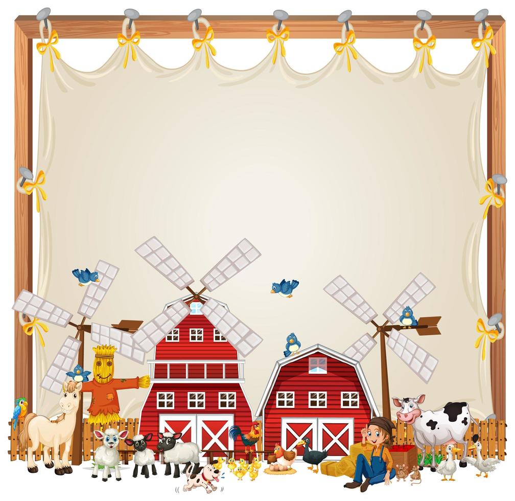 Cartoon farm themed banner template vector