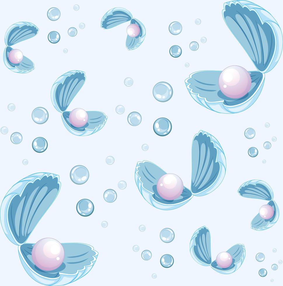 Beautiful pearls inside shells seamless pattern background vector