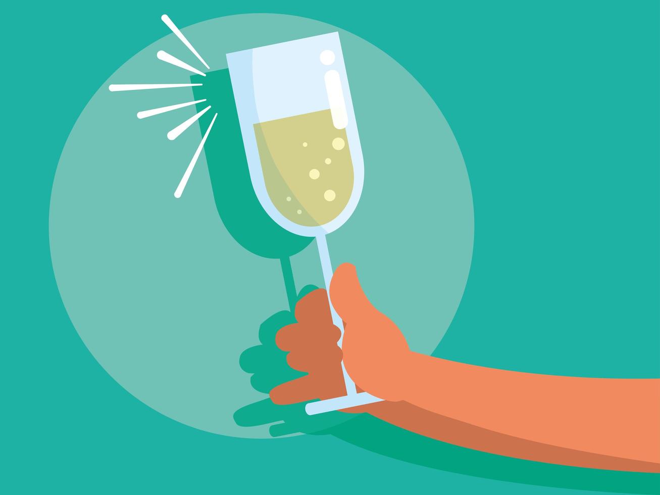 Hand with cup of champagne vector