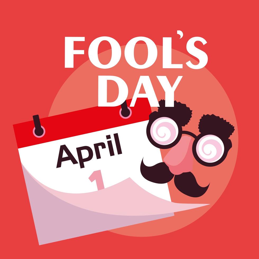 April fools day with crazy face accessories and calendar vector