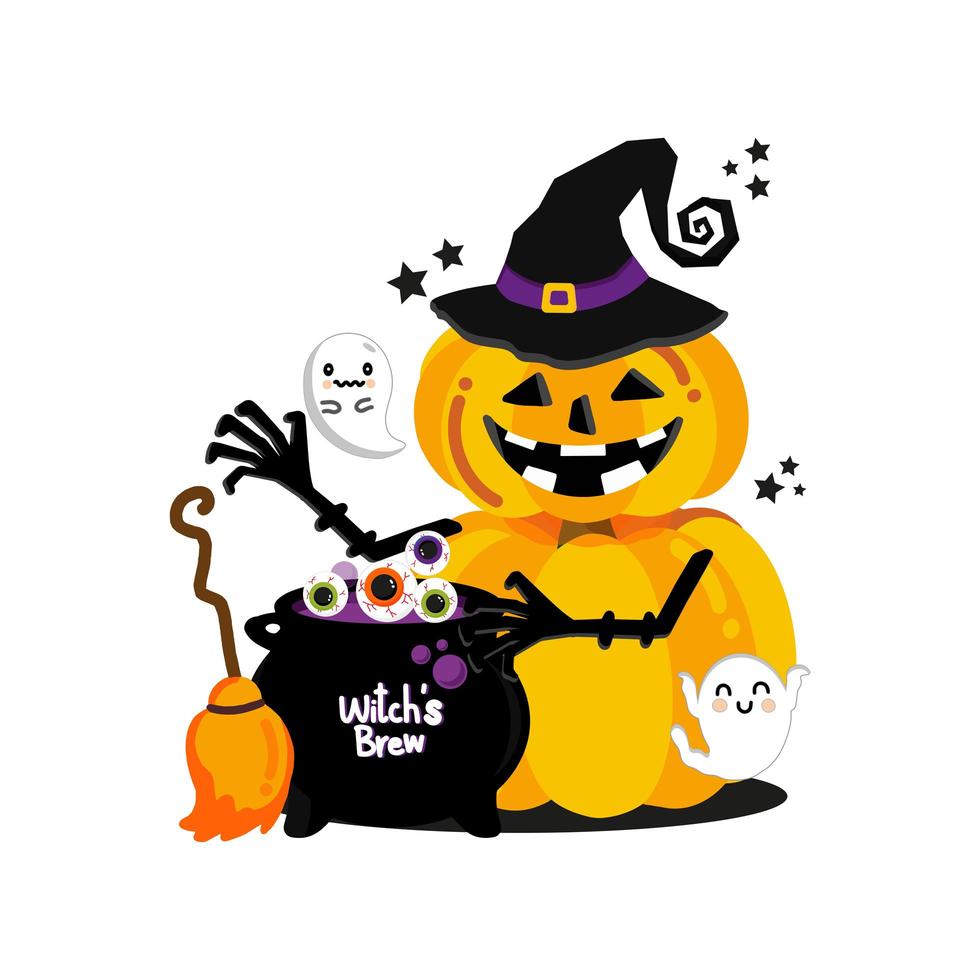 Halloween pumpkin witch design vector