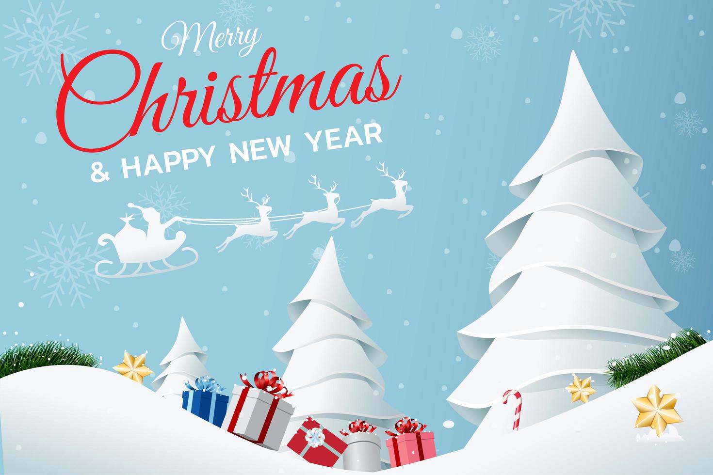 Merry Christmas and Happy New Year Poster  vector