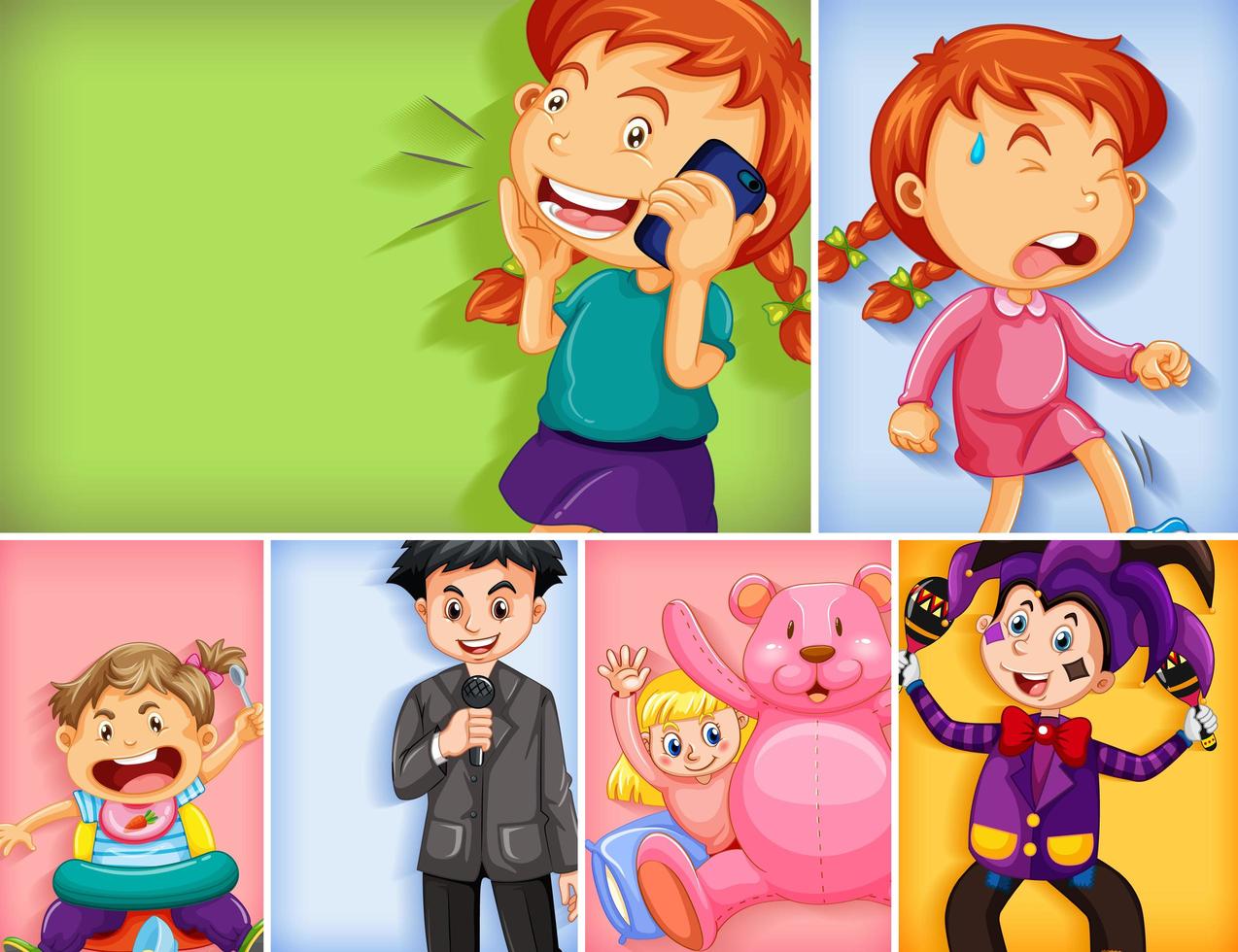 conjunto de diferentes personajes infantiles vector