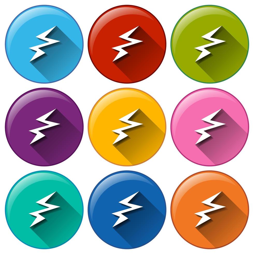 Colourful energy symbol button set vector