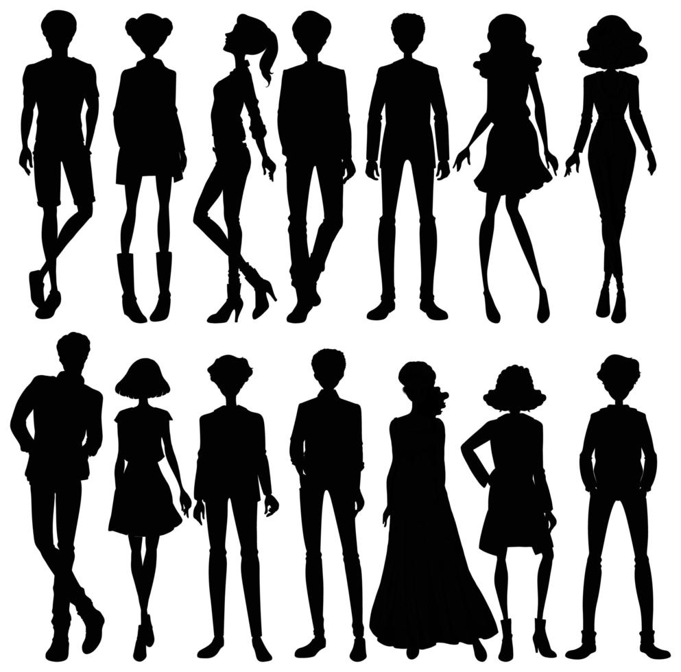  Set of human silhouettes vector