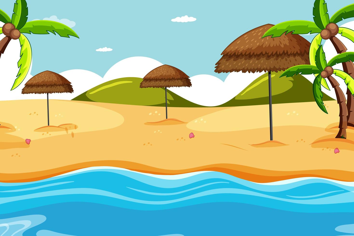 Tropical beachscape background scene vector