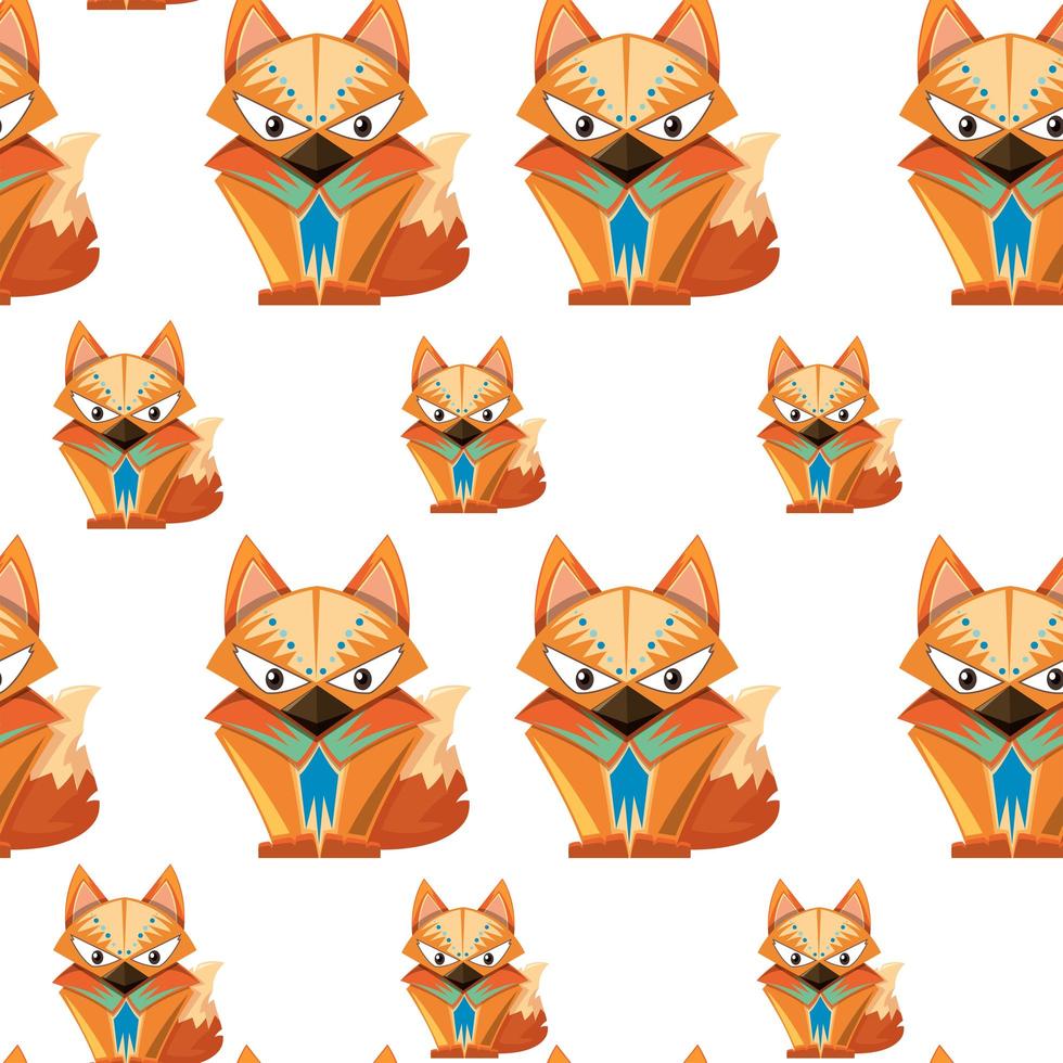 Cute tribal fox seamless pattern background vector