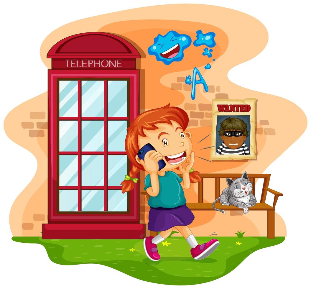 chica hablando por telefono movil vector