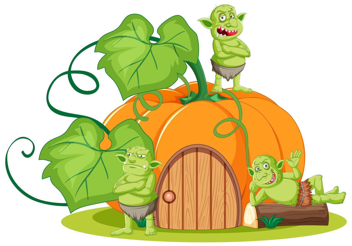 Troll with pumpkin house  vector