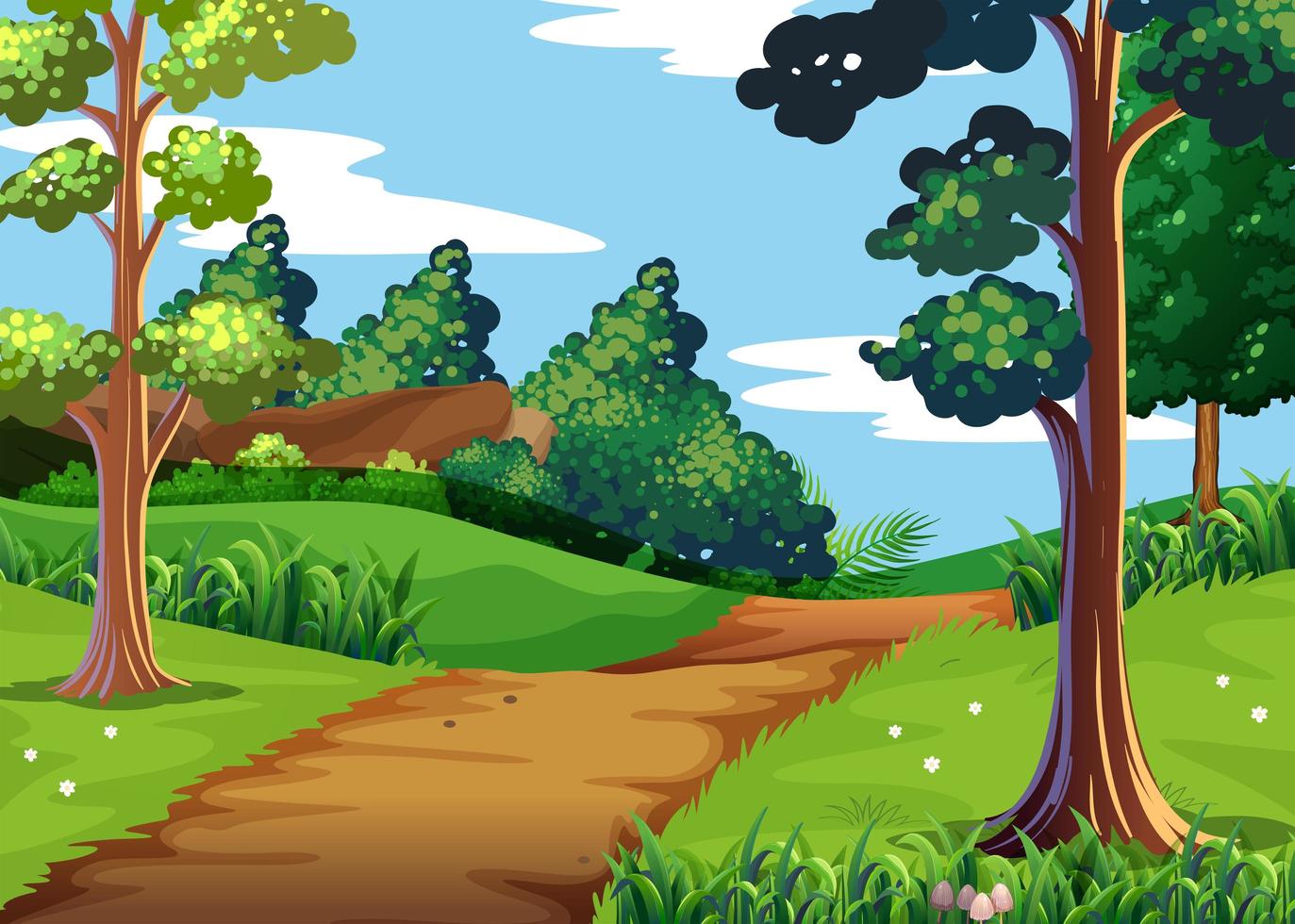 Nature scene with forest and walking trail vector