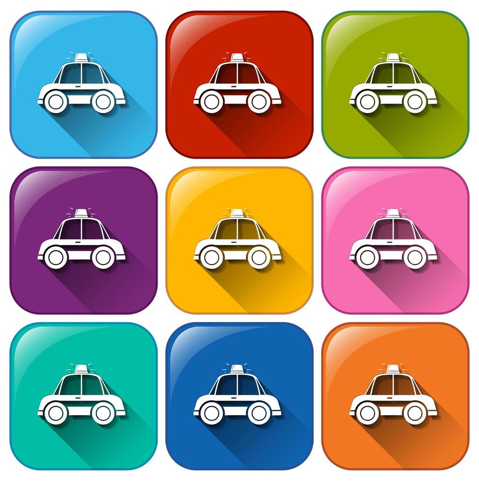 Buttons with police cars vector
