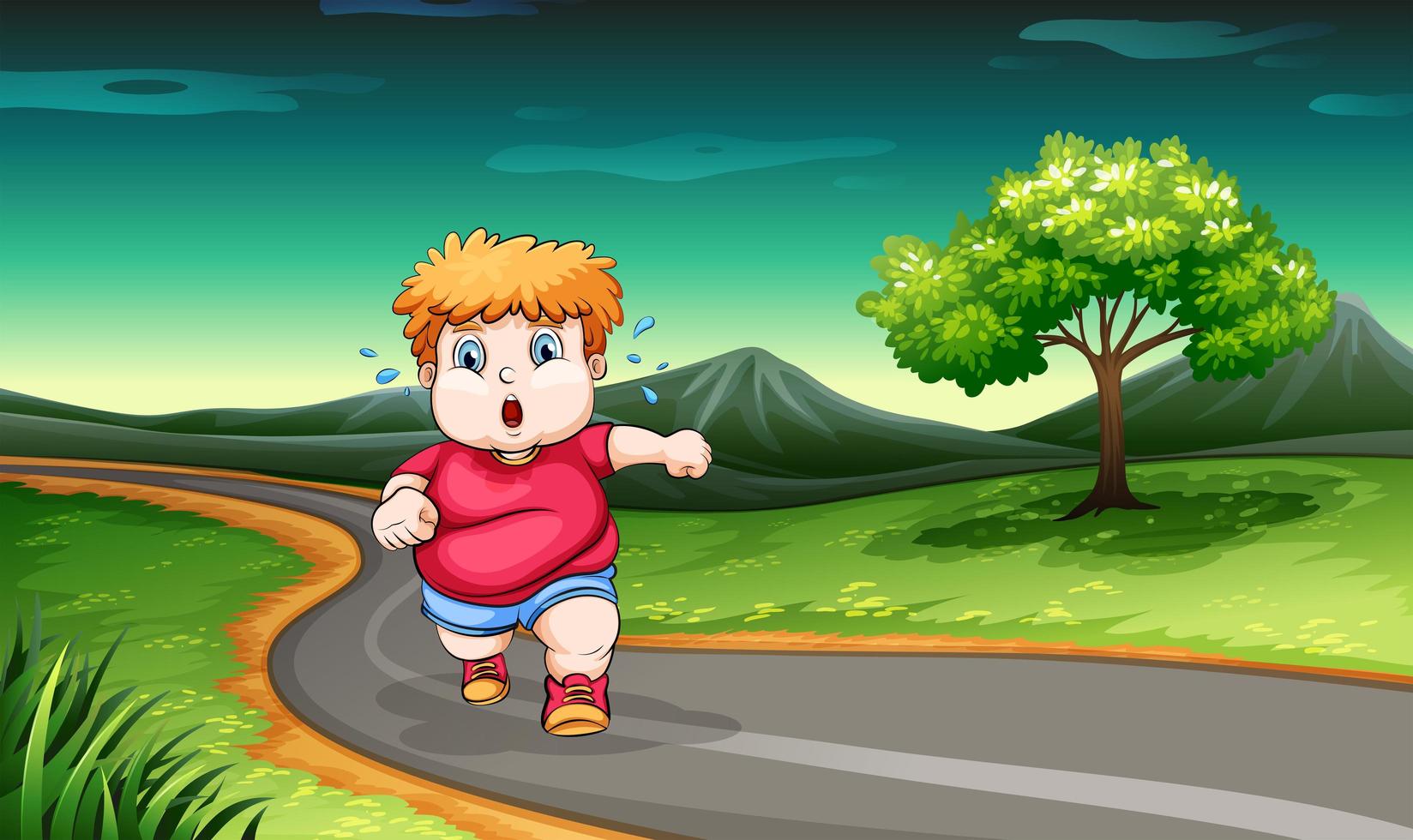 A young boy jogging vector