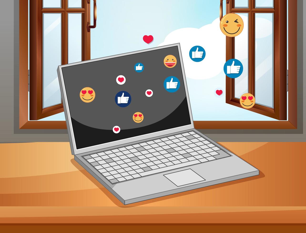 cuaderno con iconos de redes sociales vector