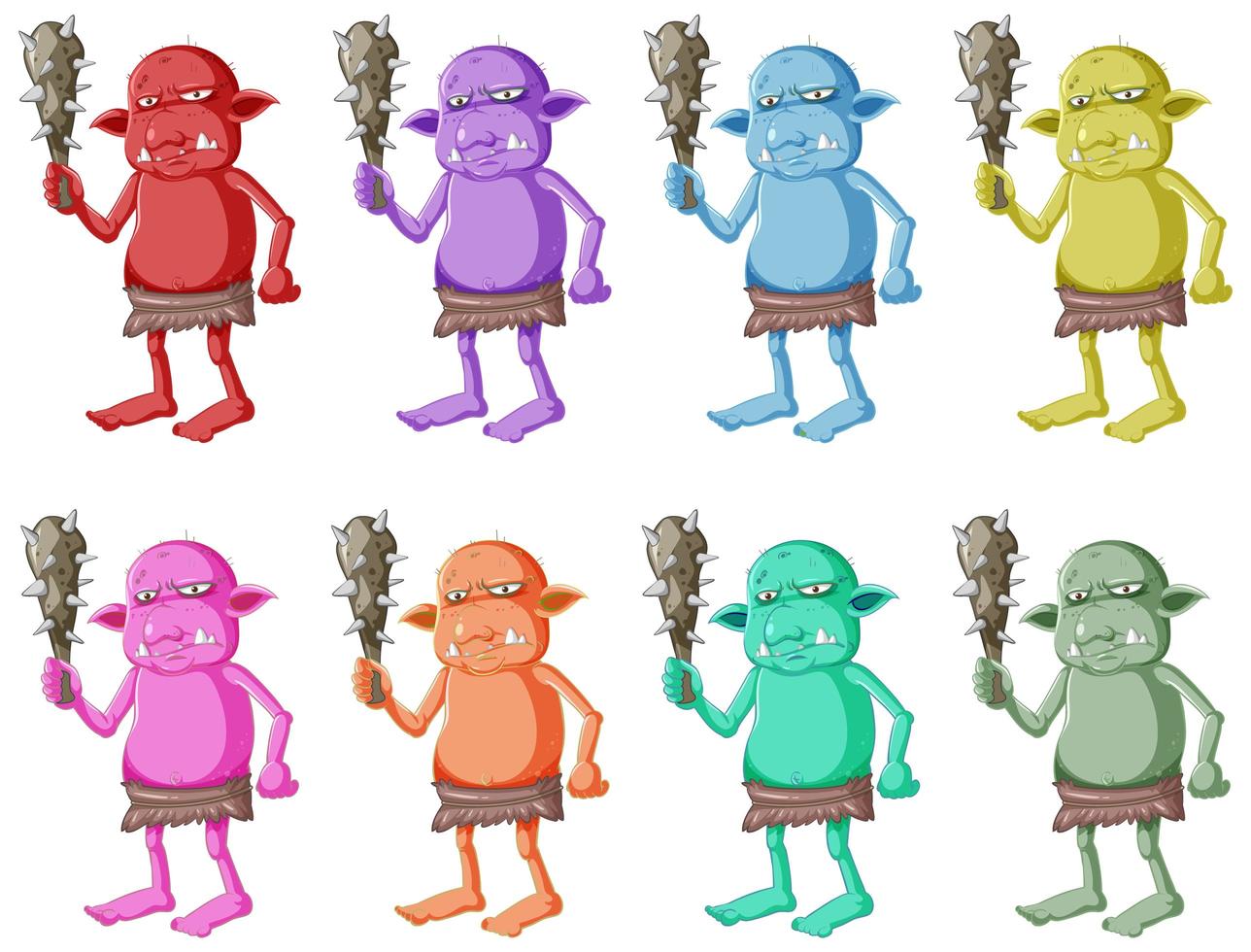 Set of colorful goblins vector