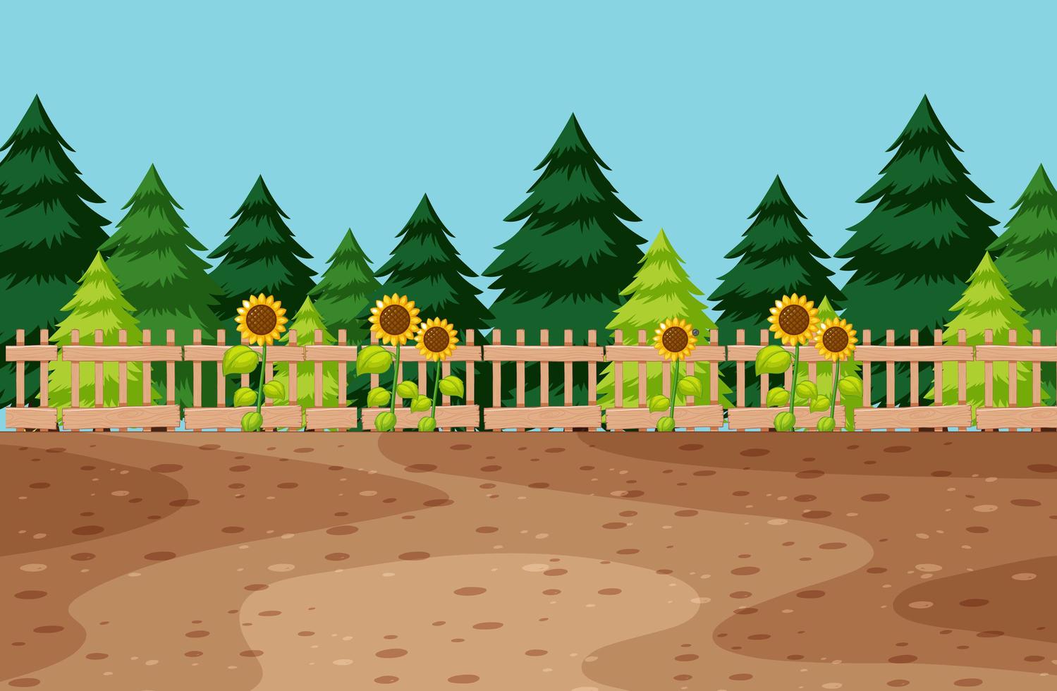 Blank space in the garden with sunflower vector