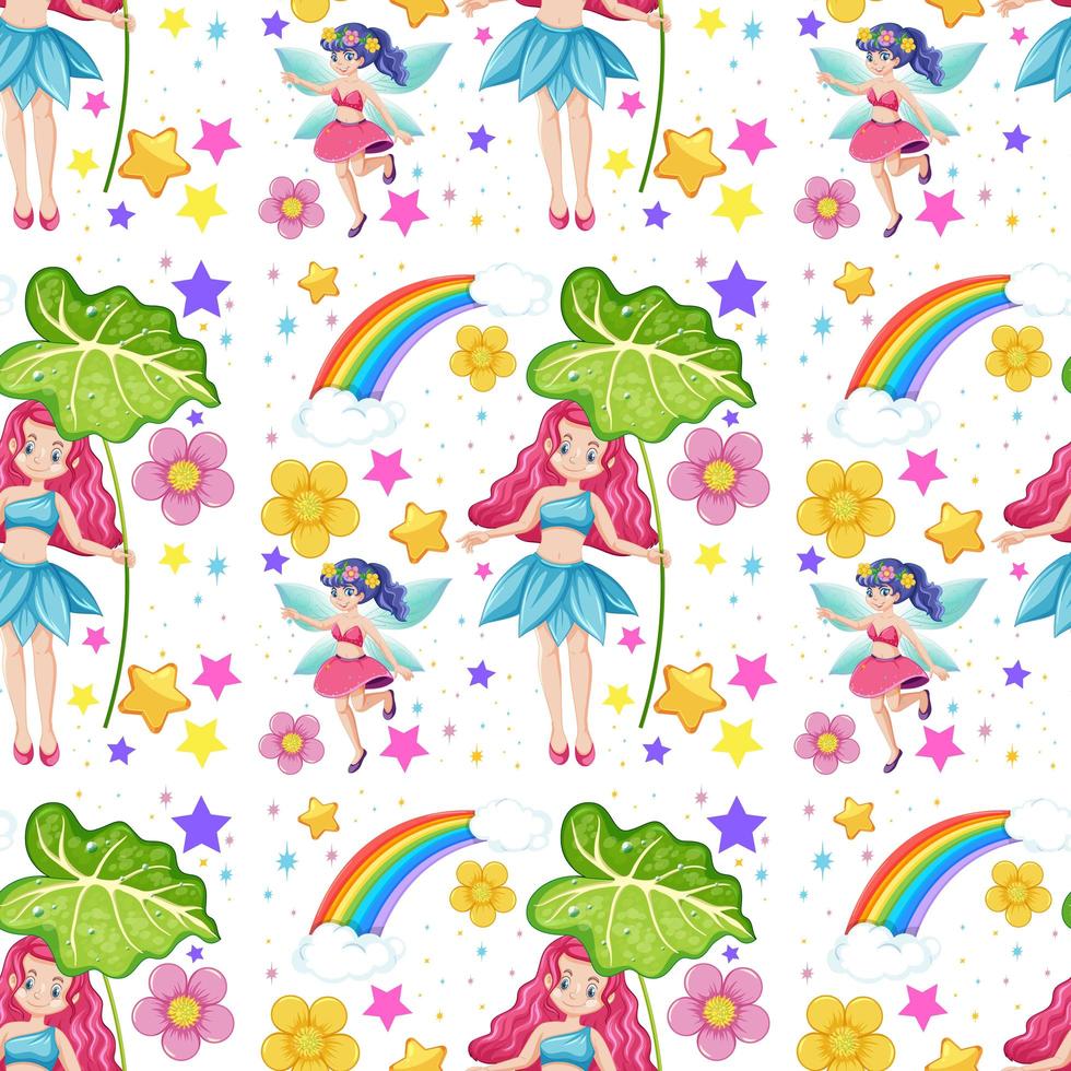 Seamless fairy tales with rainbow vector