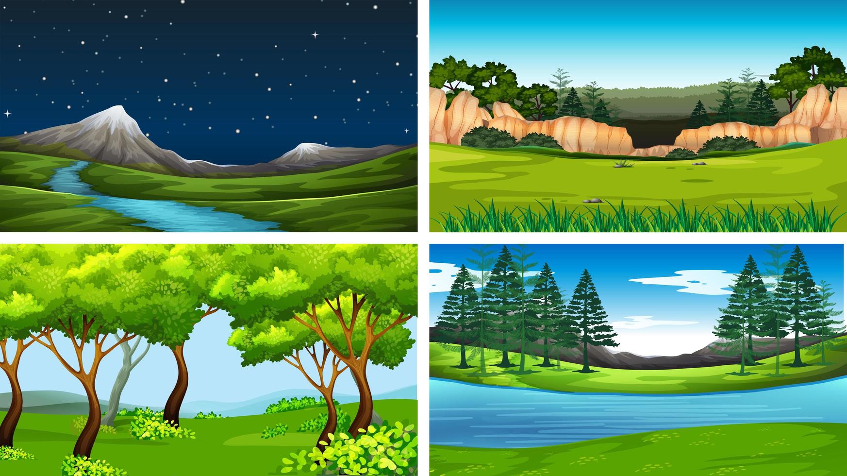 Set of day and night nature scenes  vector