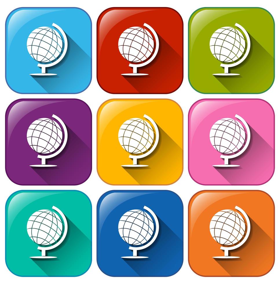 Buttons with globes vector