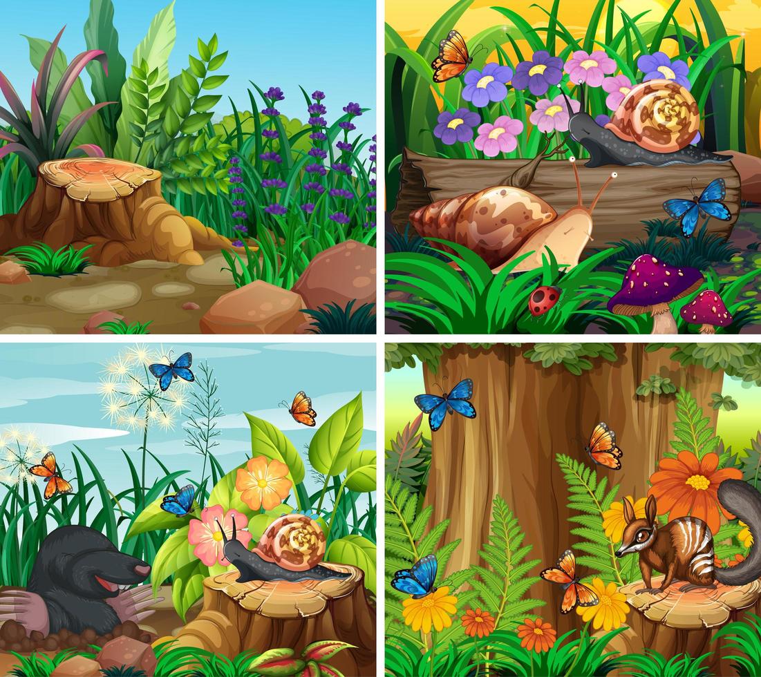 Set of background scene with nature theme  vector