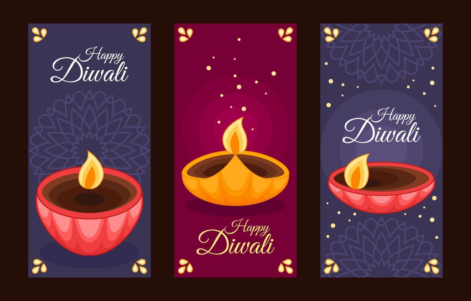 banner vertical feliz diwali diya vector