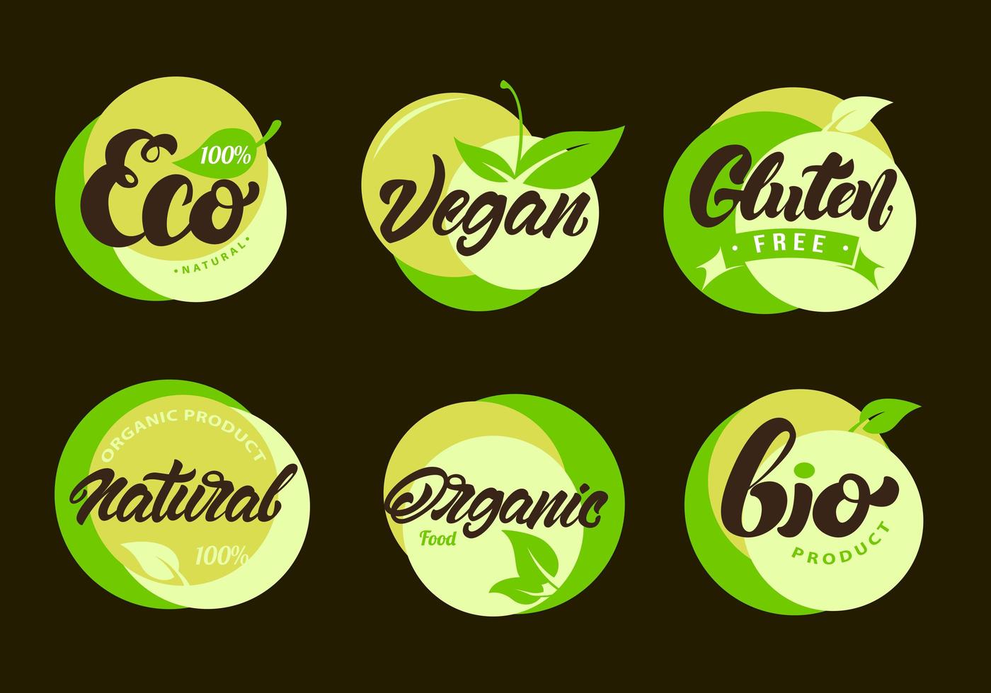 Set of eco labels with lettering vector