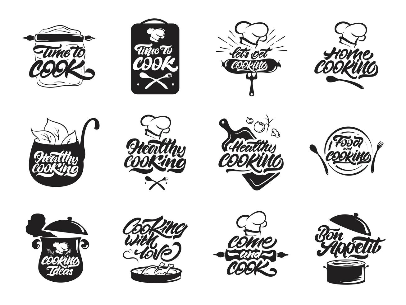 conjunto de logotipos de cocina vector