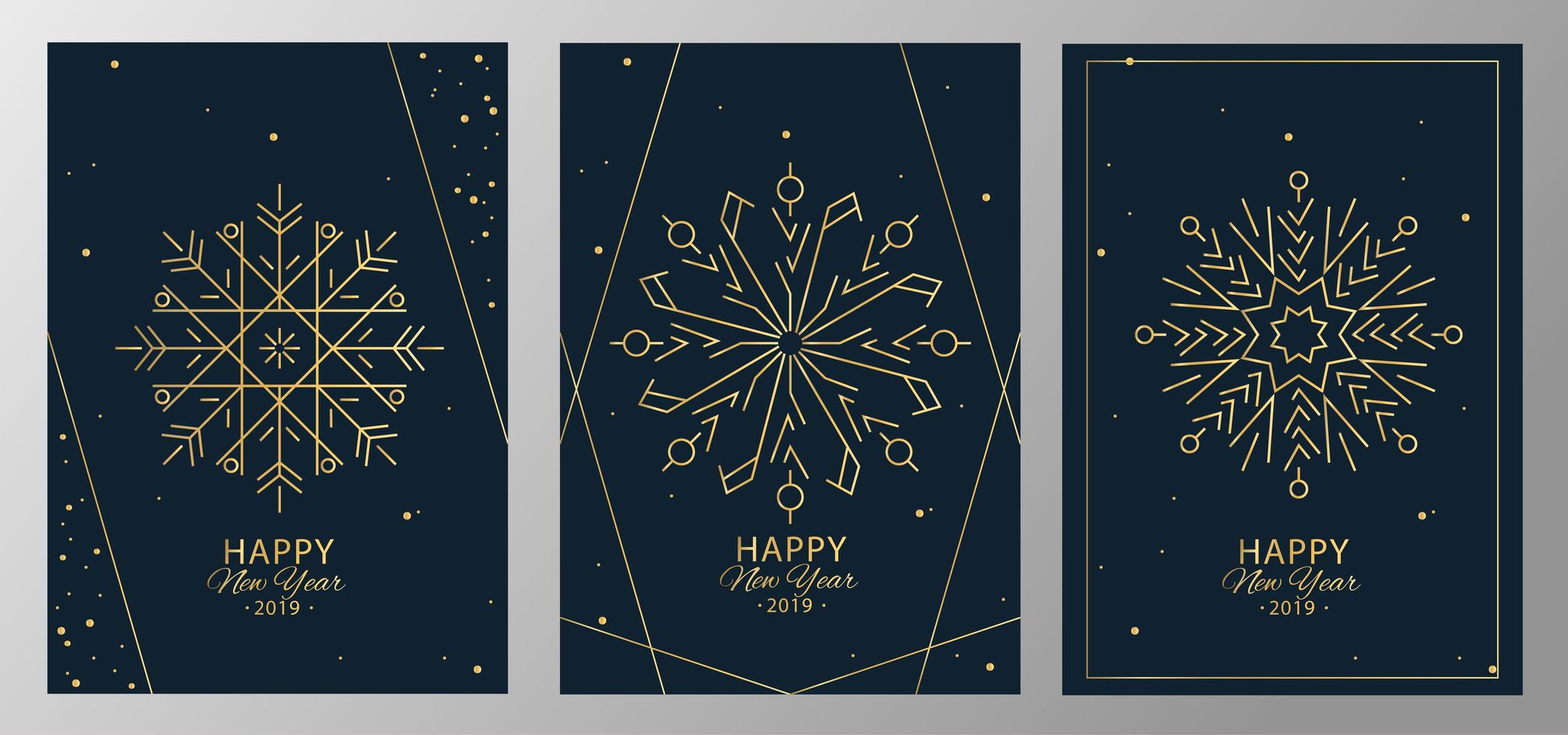 Set of New Years Snowflake Cards  vector