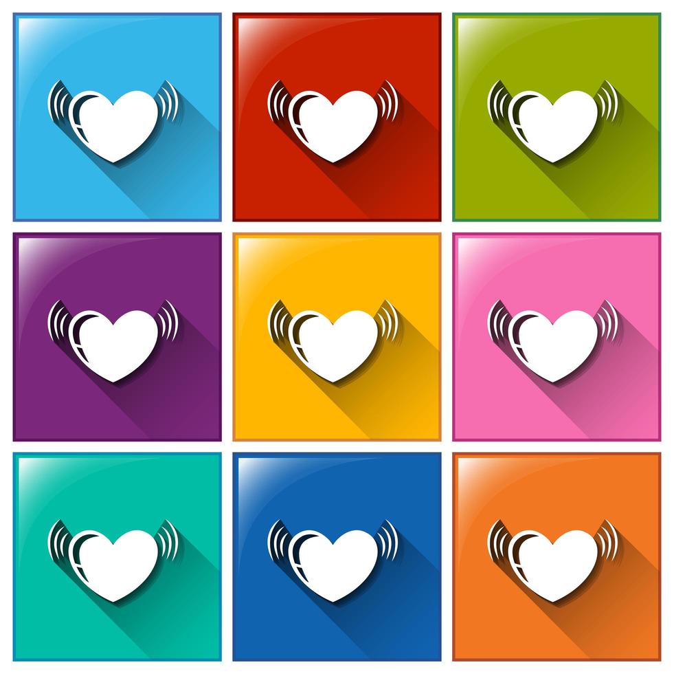Buttons with hearts vector