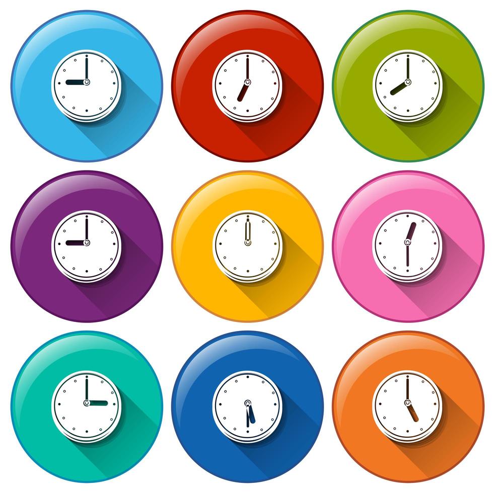 botones con relojes vector