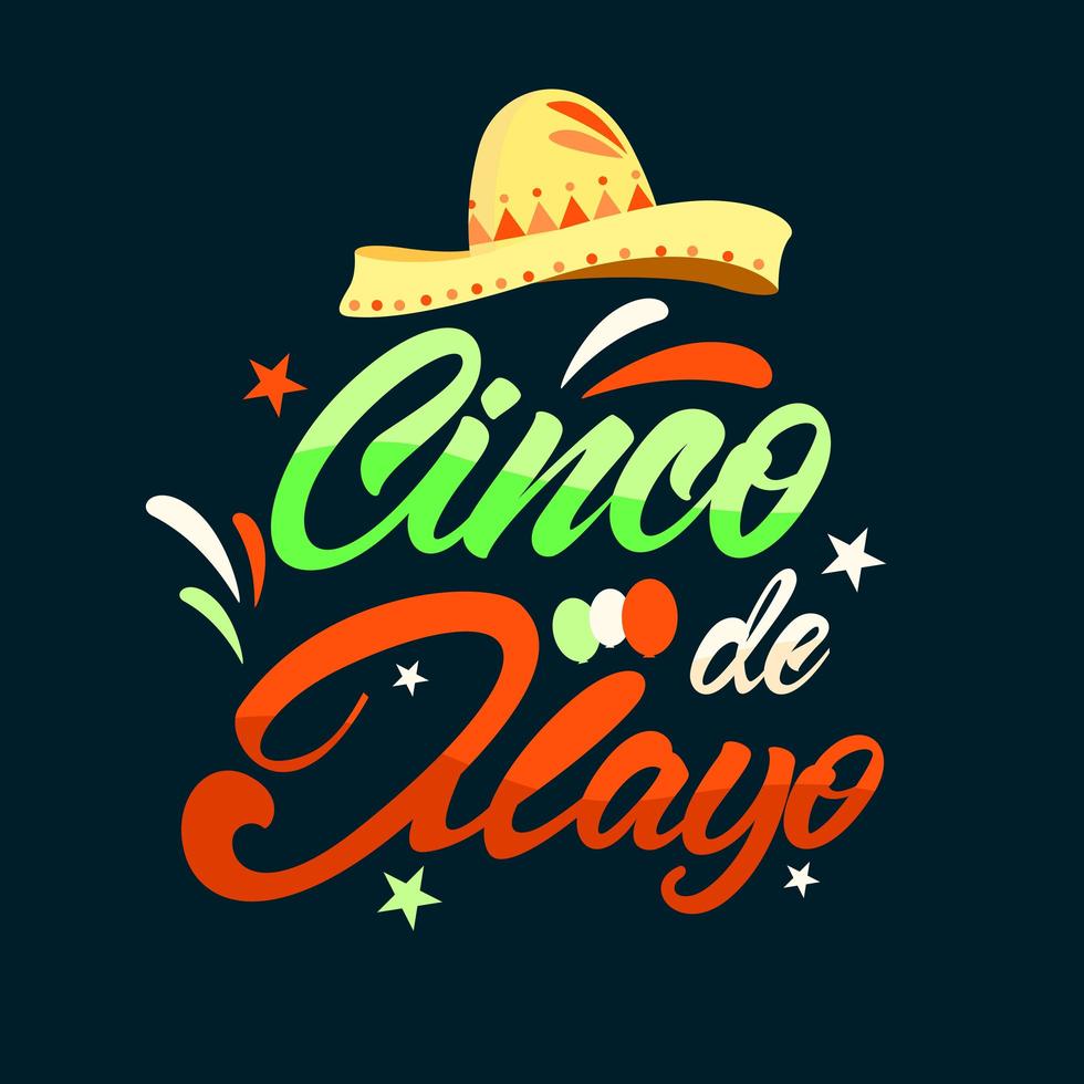 Federal Holiday in Mexico Cinco de Mayo Lettering Style vector