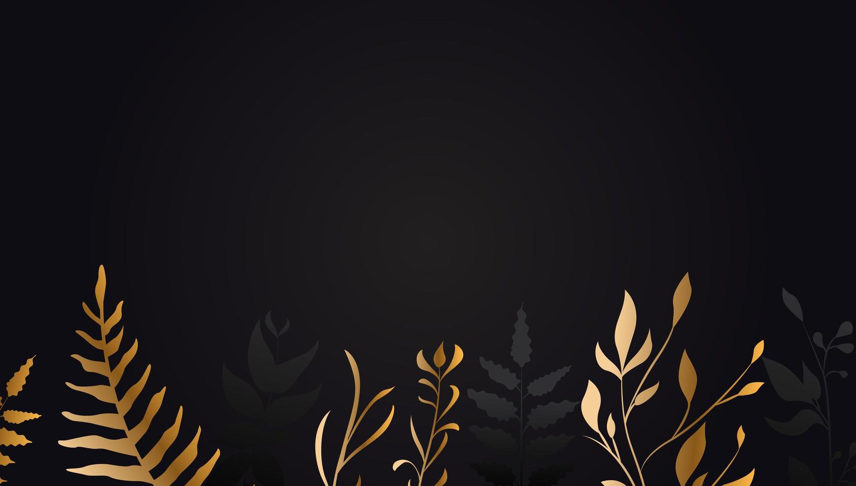 Golden Flower on Black Background Gold Leaf vector