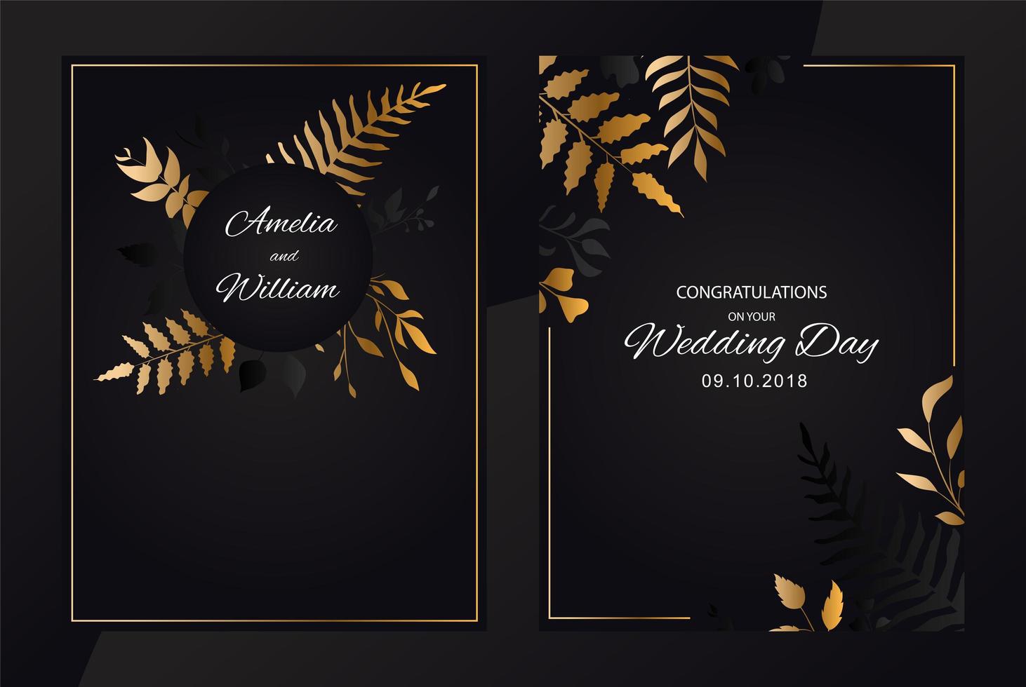 Wedding Floral Set Invite Cards vector