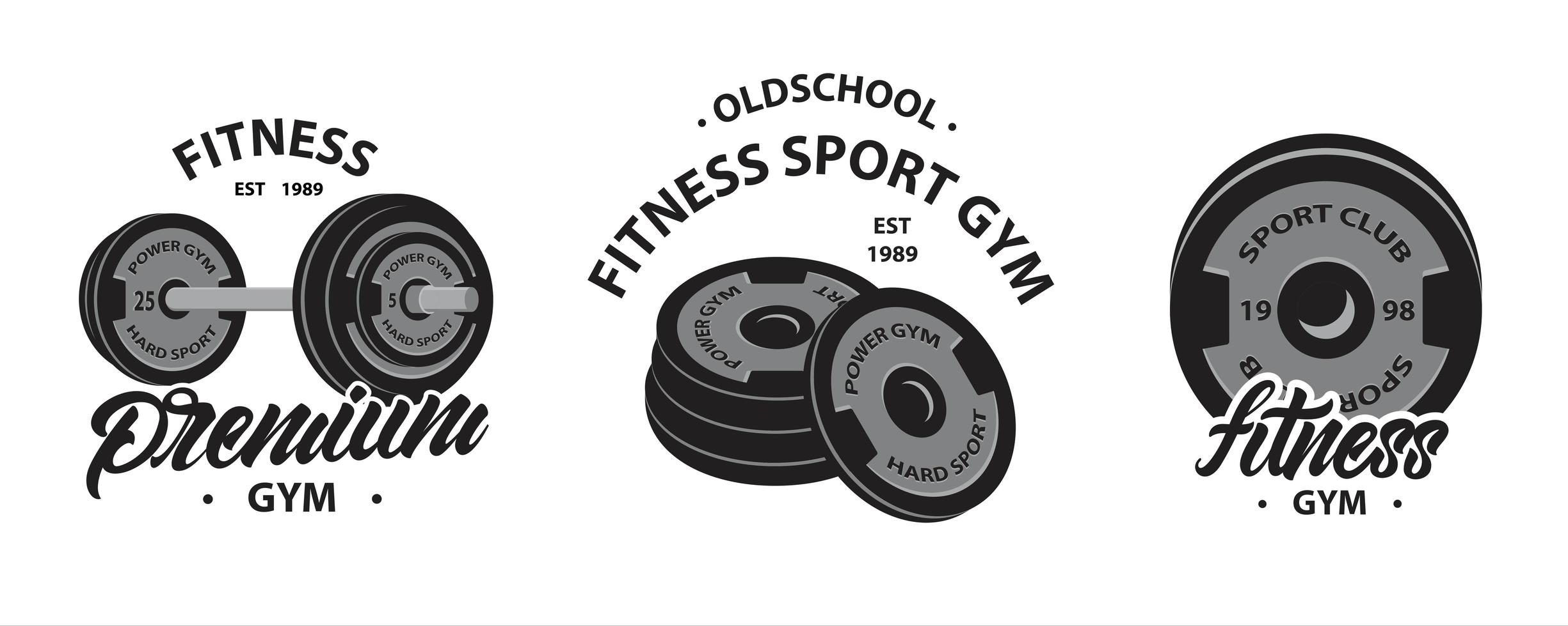 conjunto de logotipos de culturismo, fitness con barra de levantamiento de pesas vector