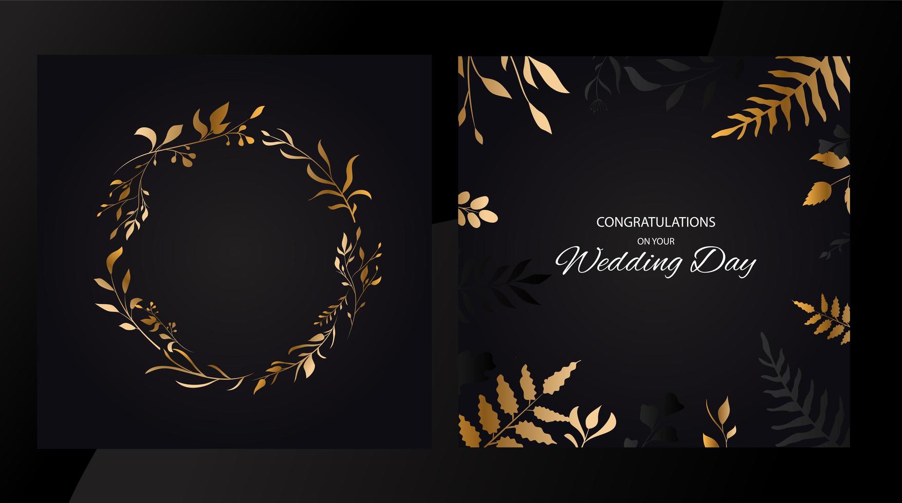 Invite Cards Design with Golden Leaves vector