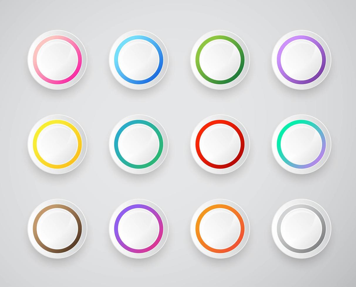 Circles round buttons set vector