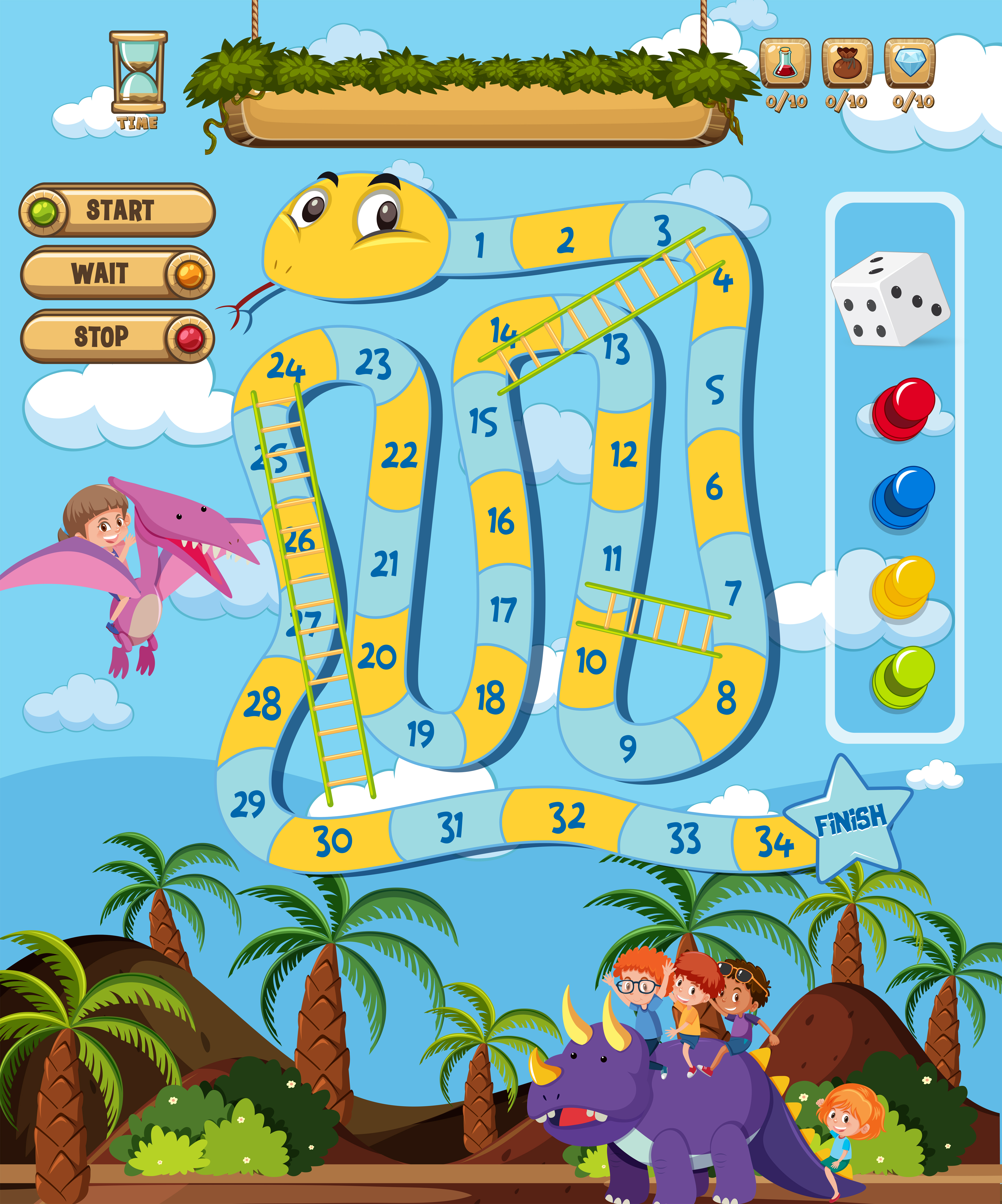 Printable Snakes and Ladders Game