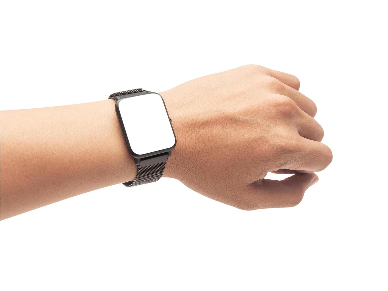 Male hand wearing smart watch  photo
