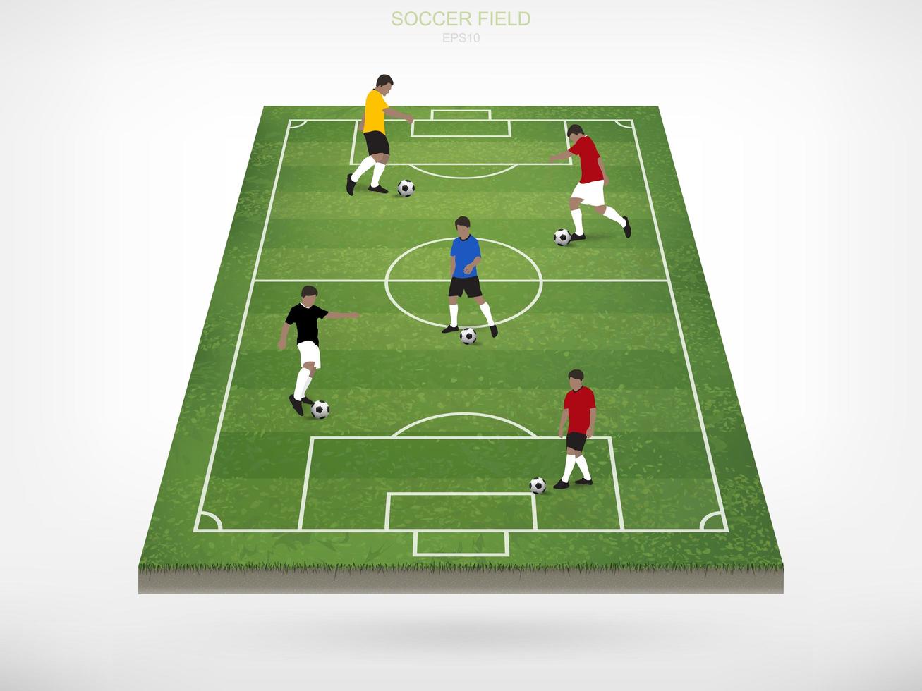 Soccer players on soccer or football field vector