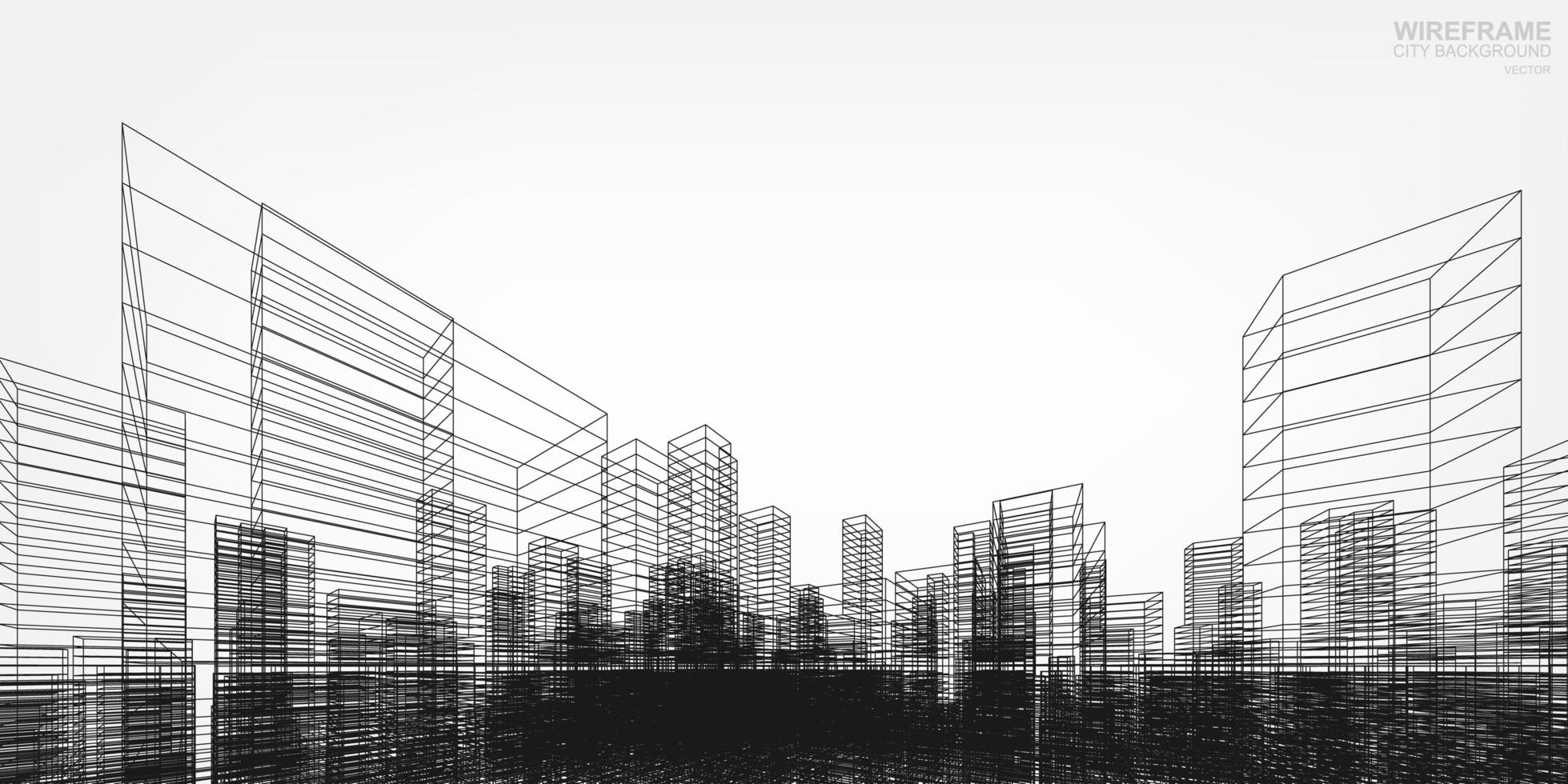 diseño rerspectivo de la ciudad de estructura de alambre vector