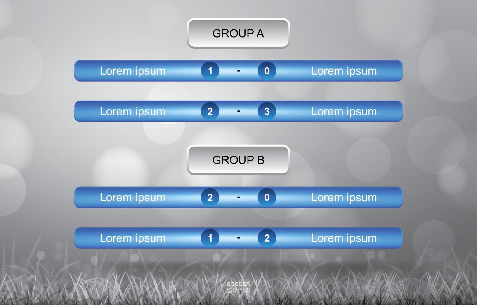 Match schedule for soccer football cup on gray bokeh vector