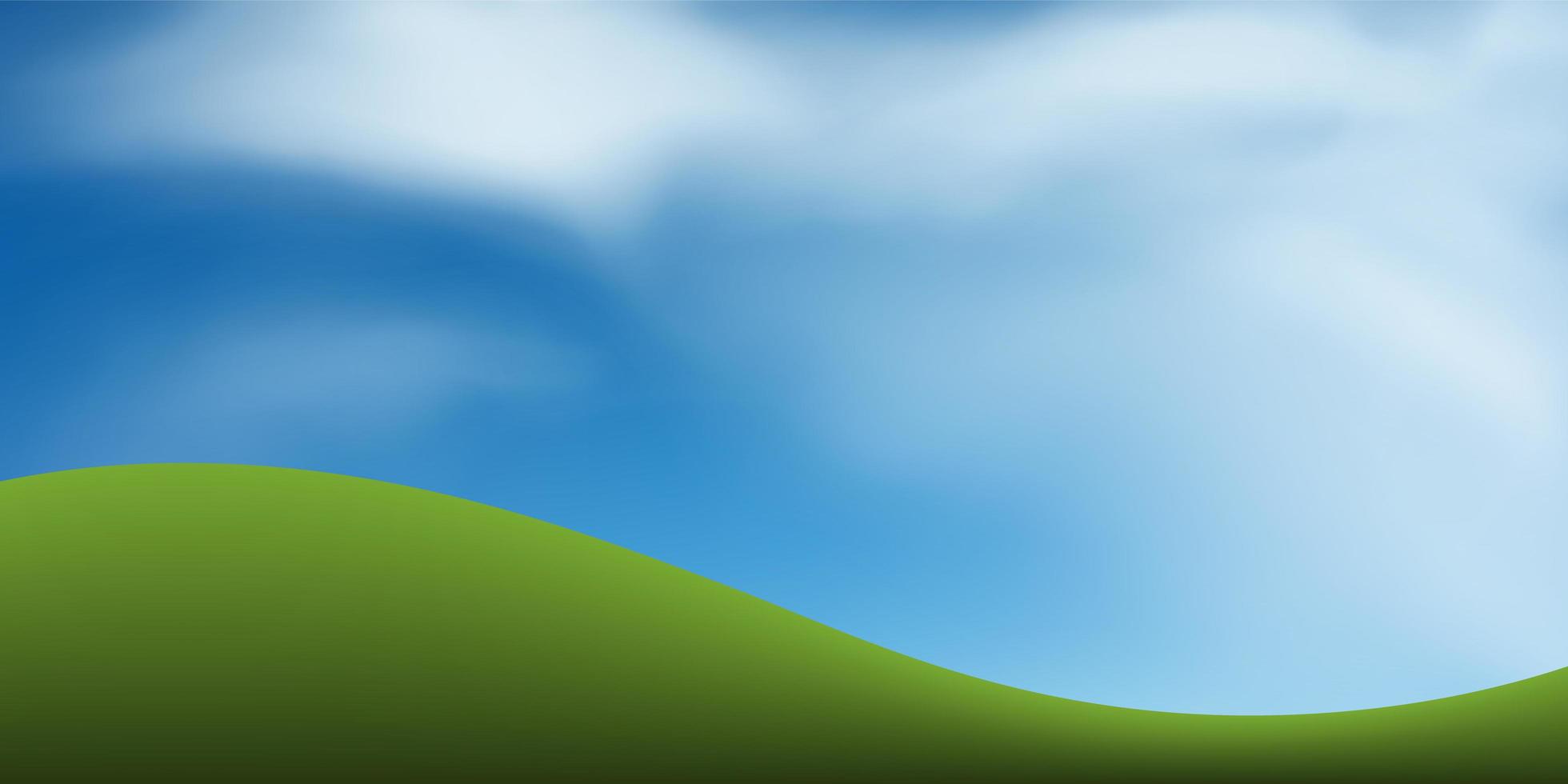 Green grass hill or mountain with blue sky vector
