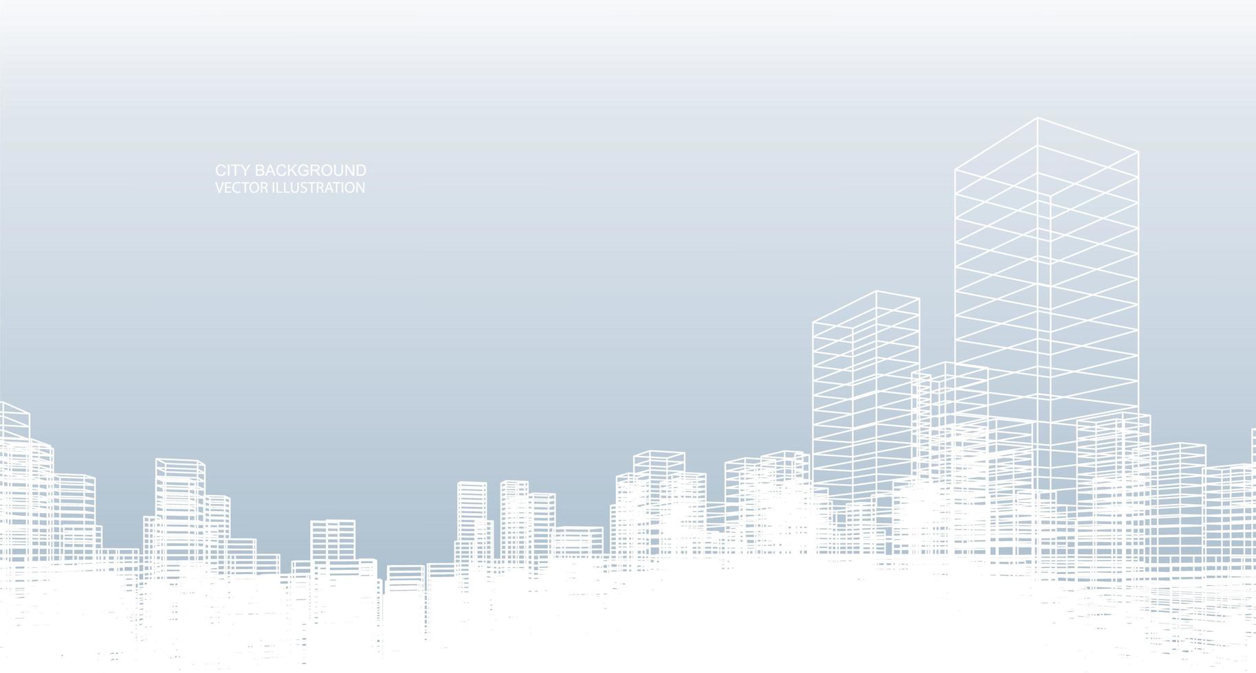 White wire frame city on blue vector