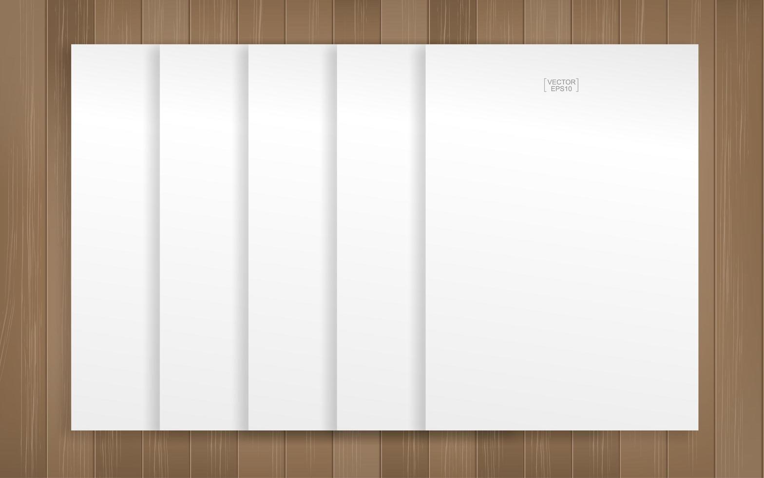 White paper sheets on wood texture vector