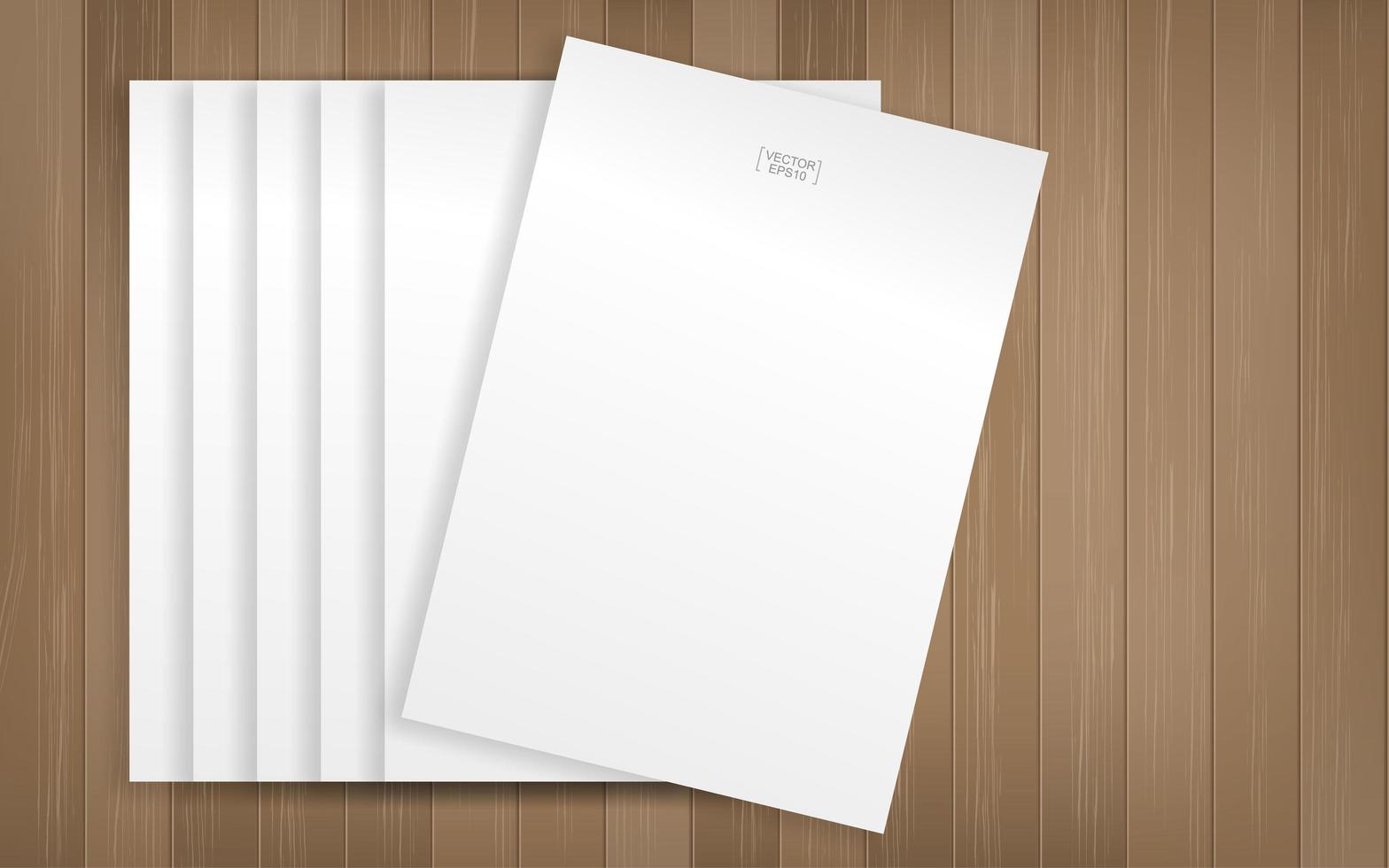 White paper sheets on wood texture vector