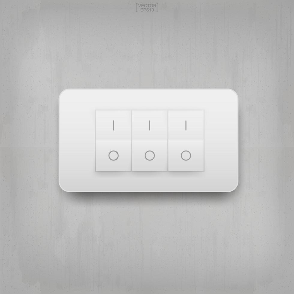 Light switch with three buttons on concrete wall vector
