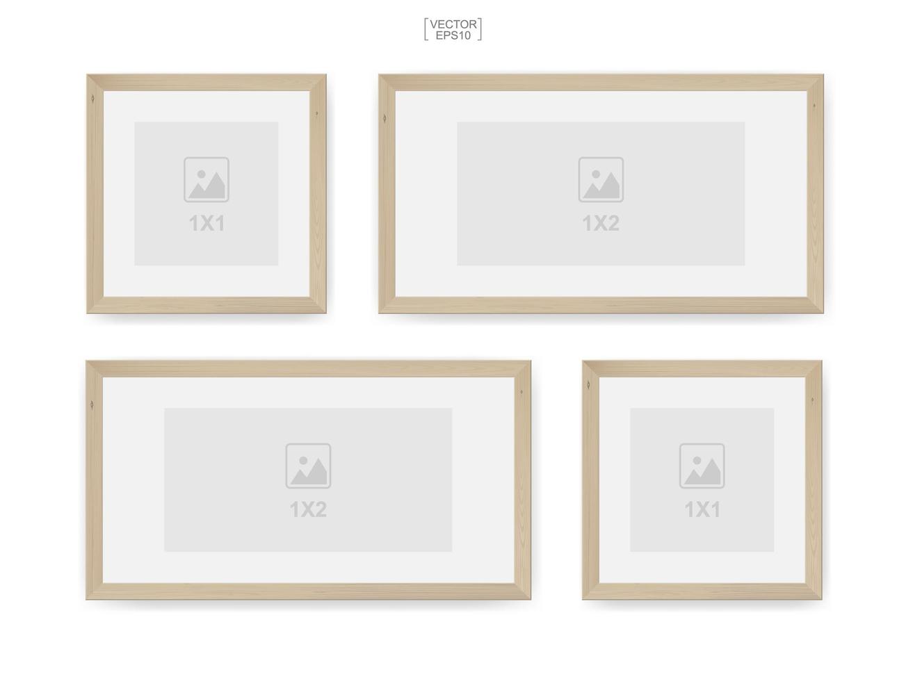 Wooden photo frame or picture frame set vector