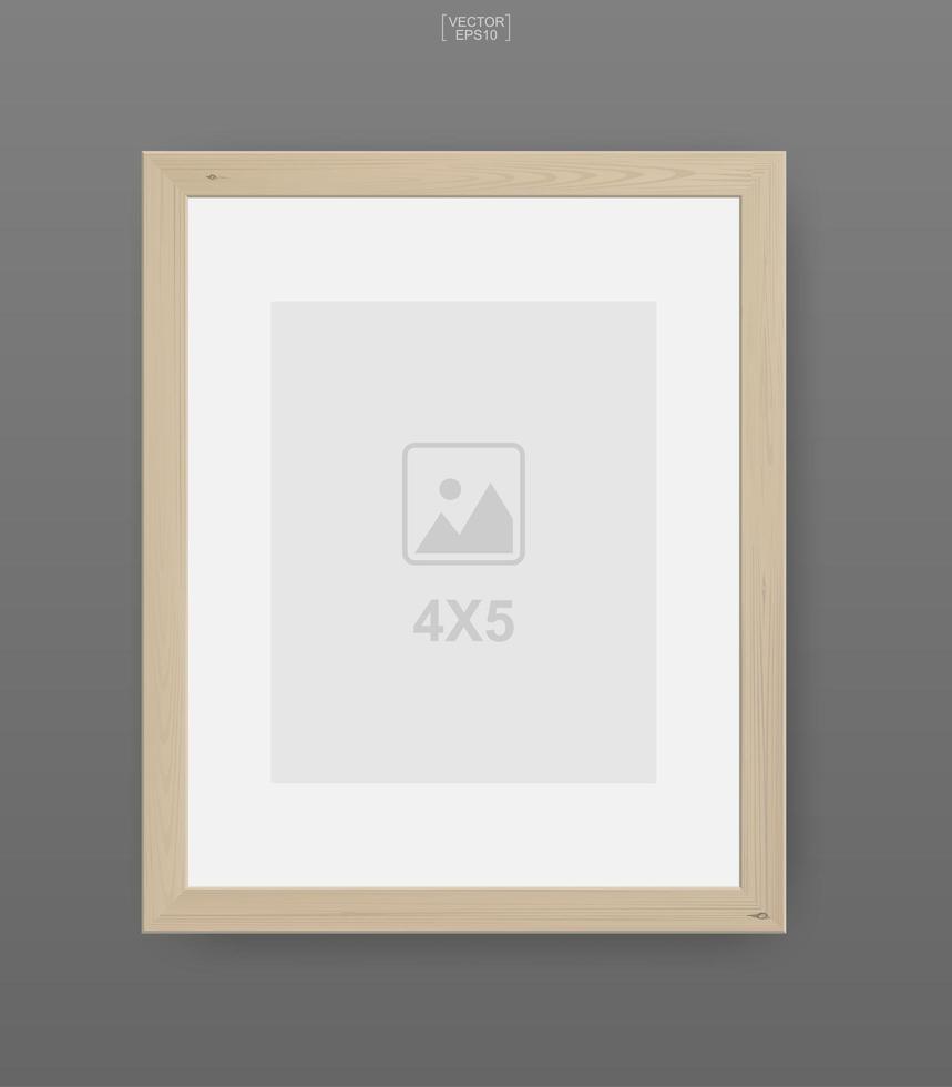 4x5 wooden photo frame or picture frame on gray vector