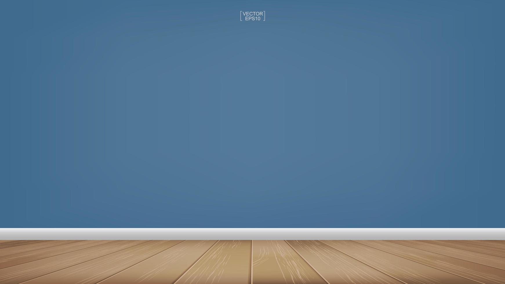 Empty wooden room space with blue wall vector